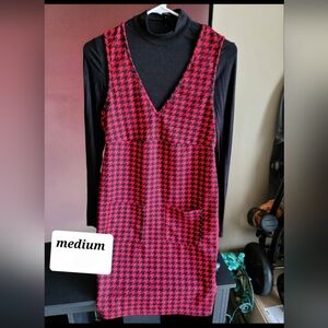 Maternity Red and Black Houndstooth Dress